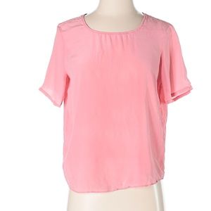Pink Silk Short Sleeved Shirt / Blouse / Tee/ T-shirt